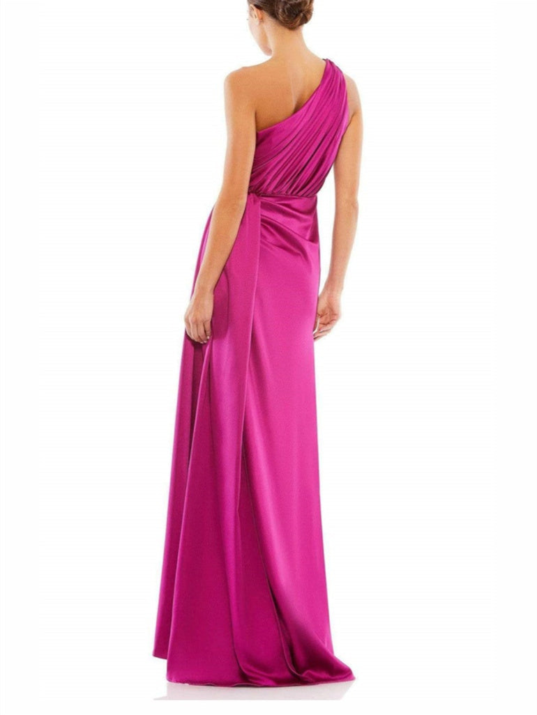 A-Line/Princess One Shoulder Floor-Length Evening Dress With High Slit Sexy
