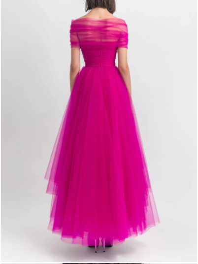 A-Line/Princess Off-The-Shoulder Ankle-Length Evening Dress Pure Color