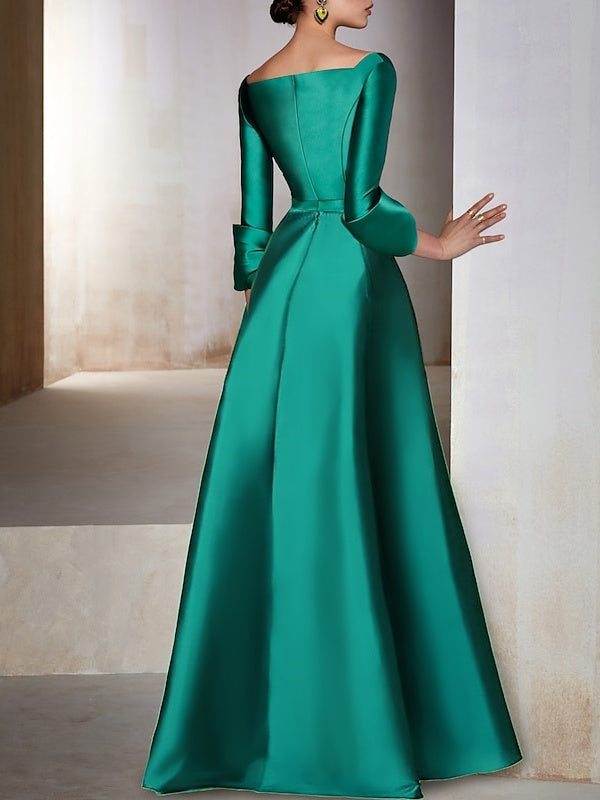 A-Line/Princess Floor-Length Long Sleeves V-Neck Evening Dresses Sexy