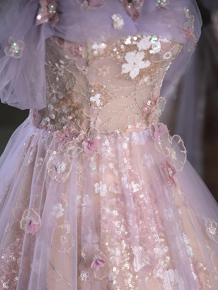 A-Line Off Shoulder Long Prom Dress Sparkly