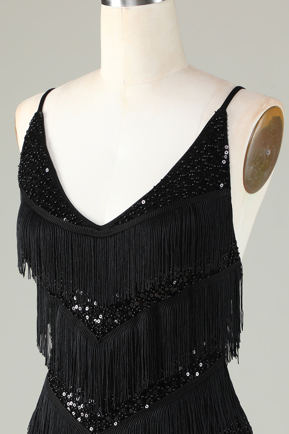 Sparkly Black Sequins Beaded Tight Short Homecoming Dress with Fringes Sexy