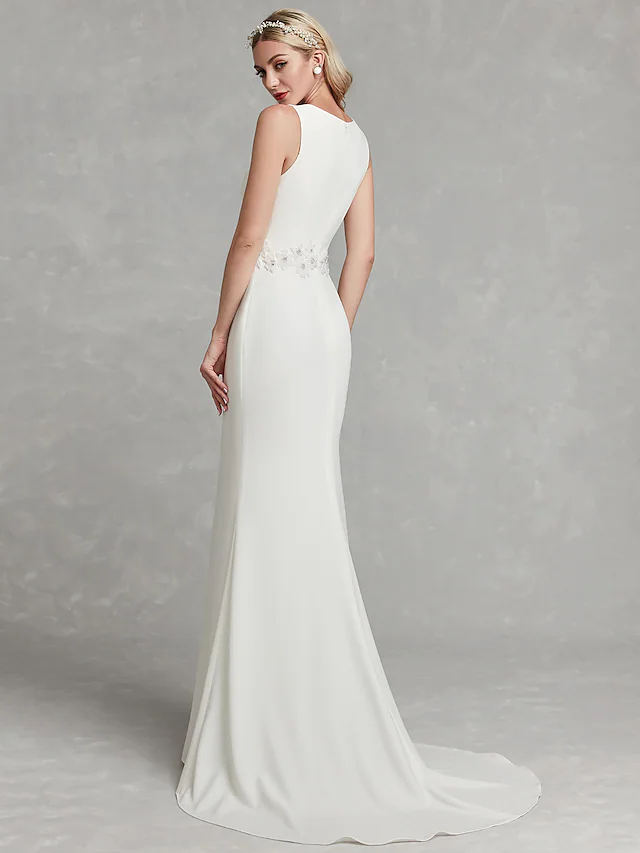 Wedding Dresses V Neck Satin Regular Straps Simple Plus Size with Appliques Long
