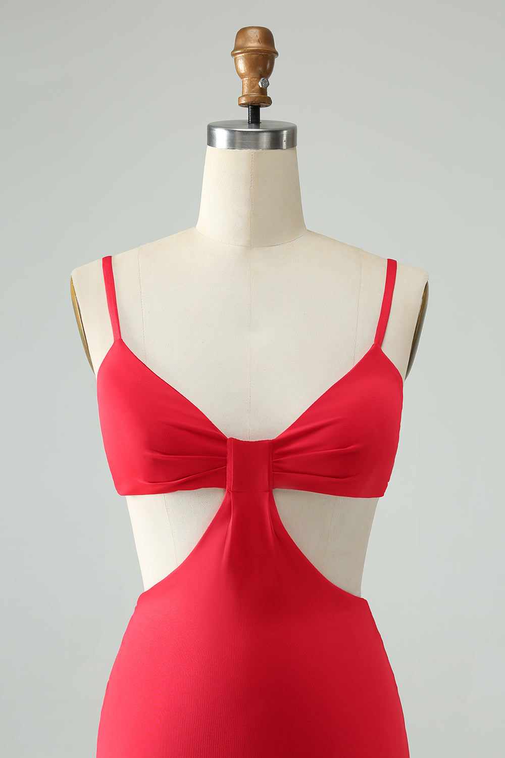 Red Bodycon Spaghetti Straps Homecoming Dress with Hollow Out Sexy