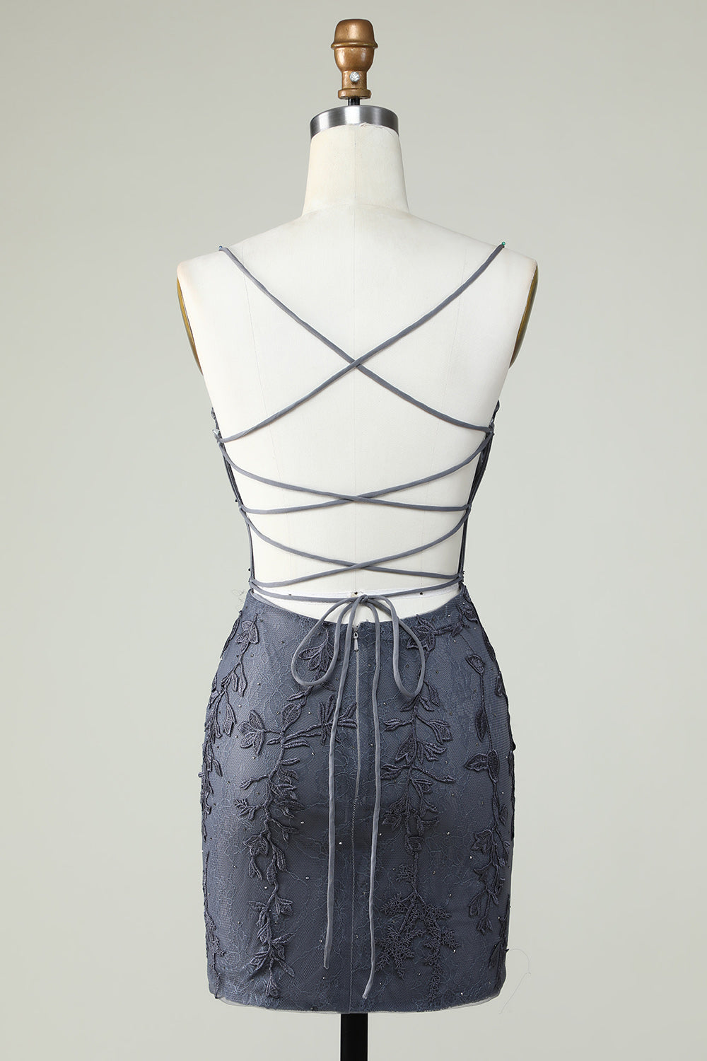 Spaghetti Straps Tight Homecoming Dress With Appliques Short