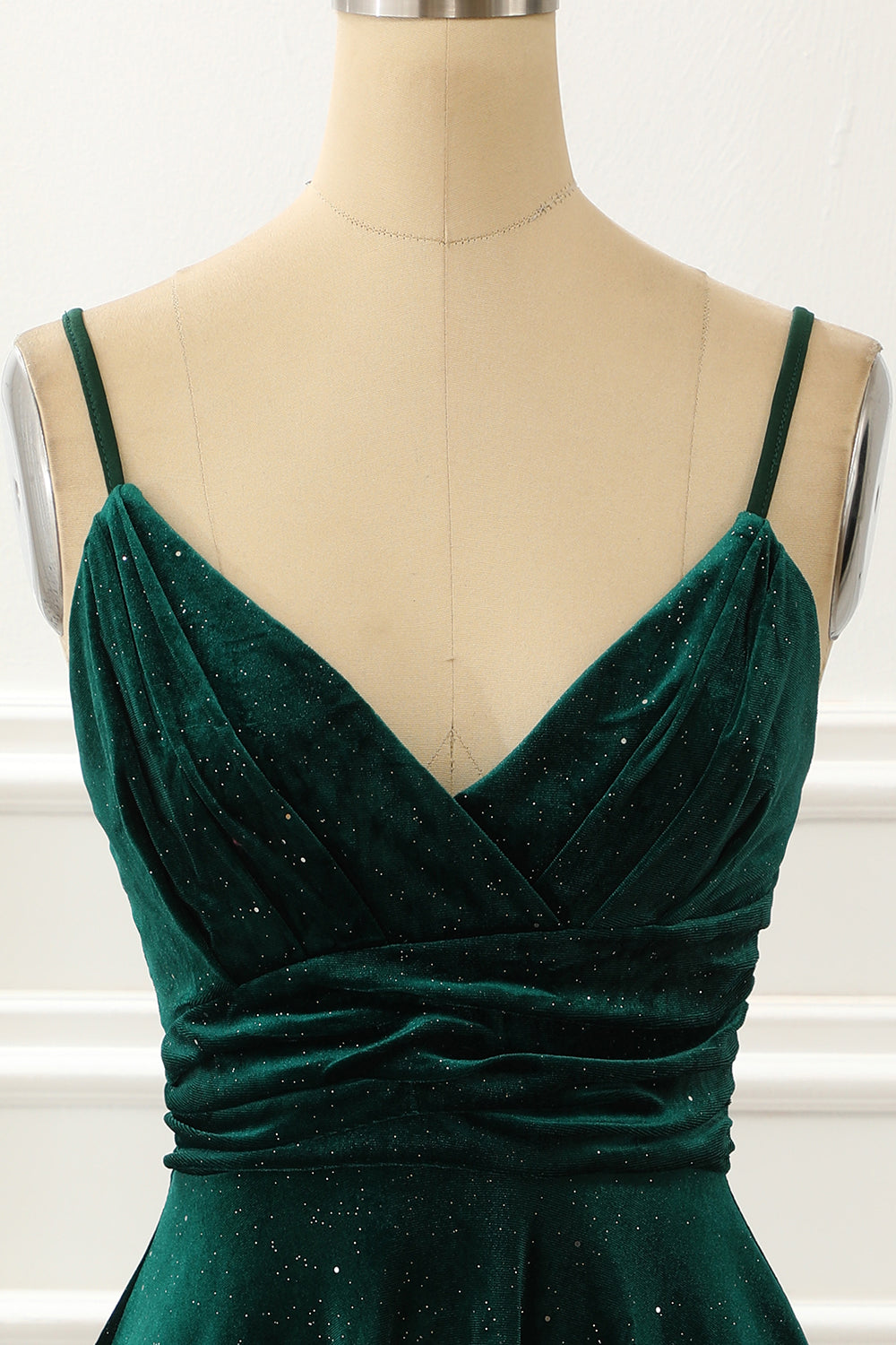 Velvet Green Holiday Party Dress V-neck Short Sexy