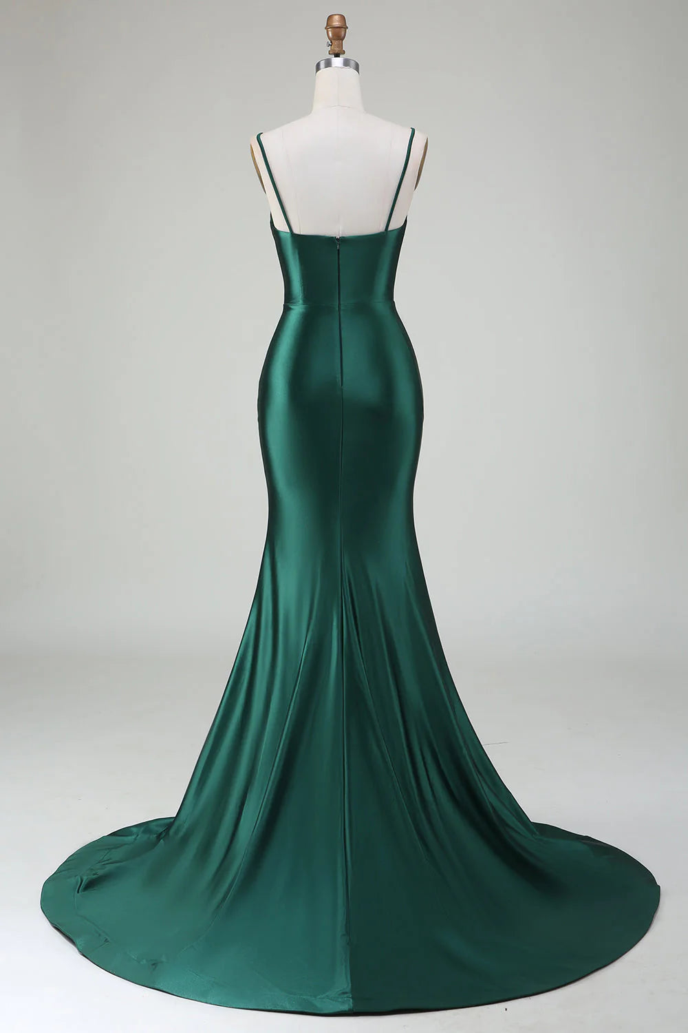 Mermaid Spaghetti Straps Sweep Train Prom Dress Pure Color Long