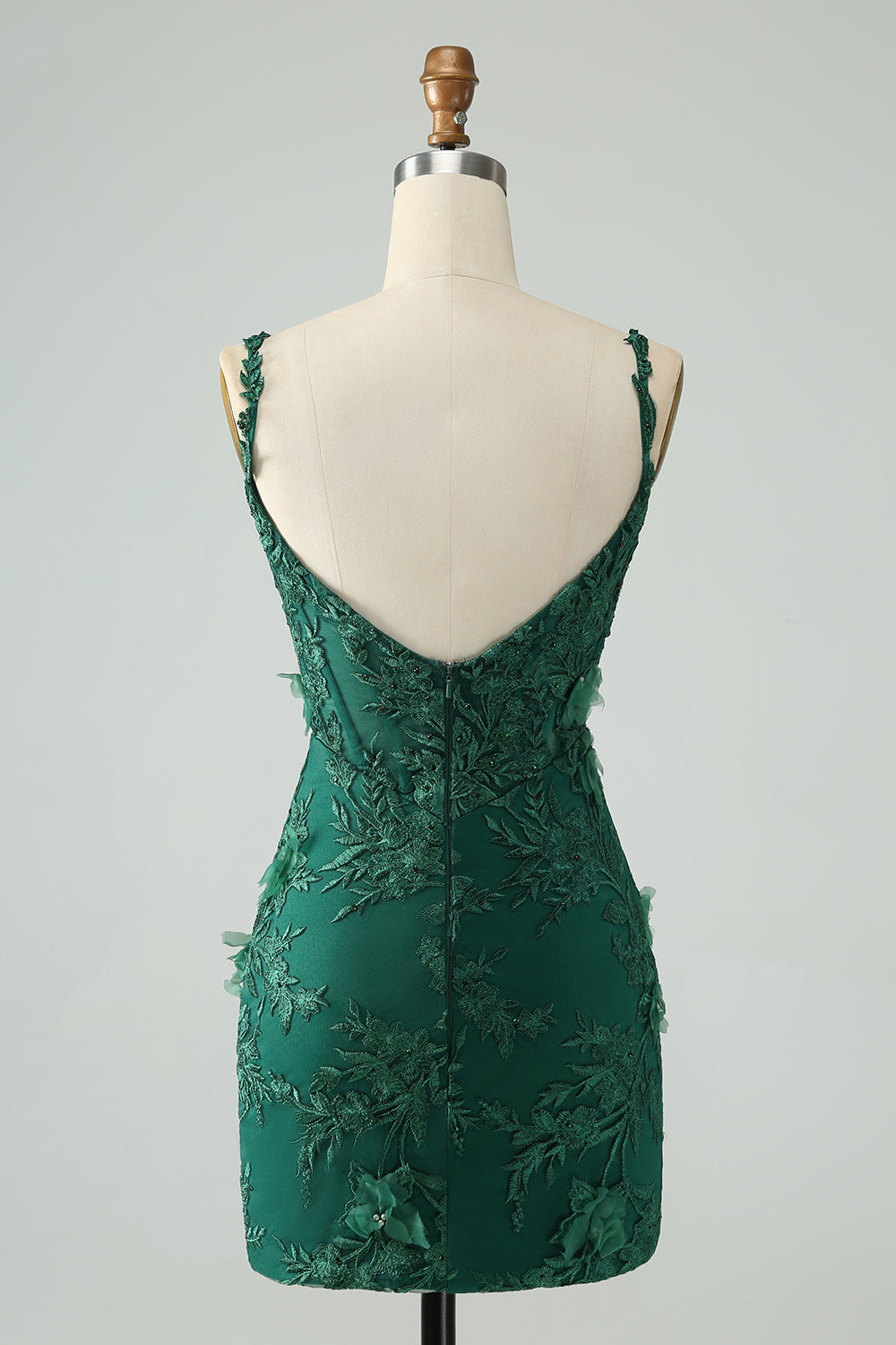 Pretty Green Bodycon Spaghetti Straps Appliques Short Homecoming Dress with Slit Sexy
