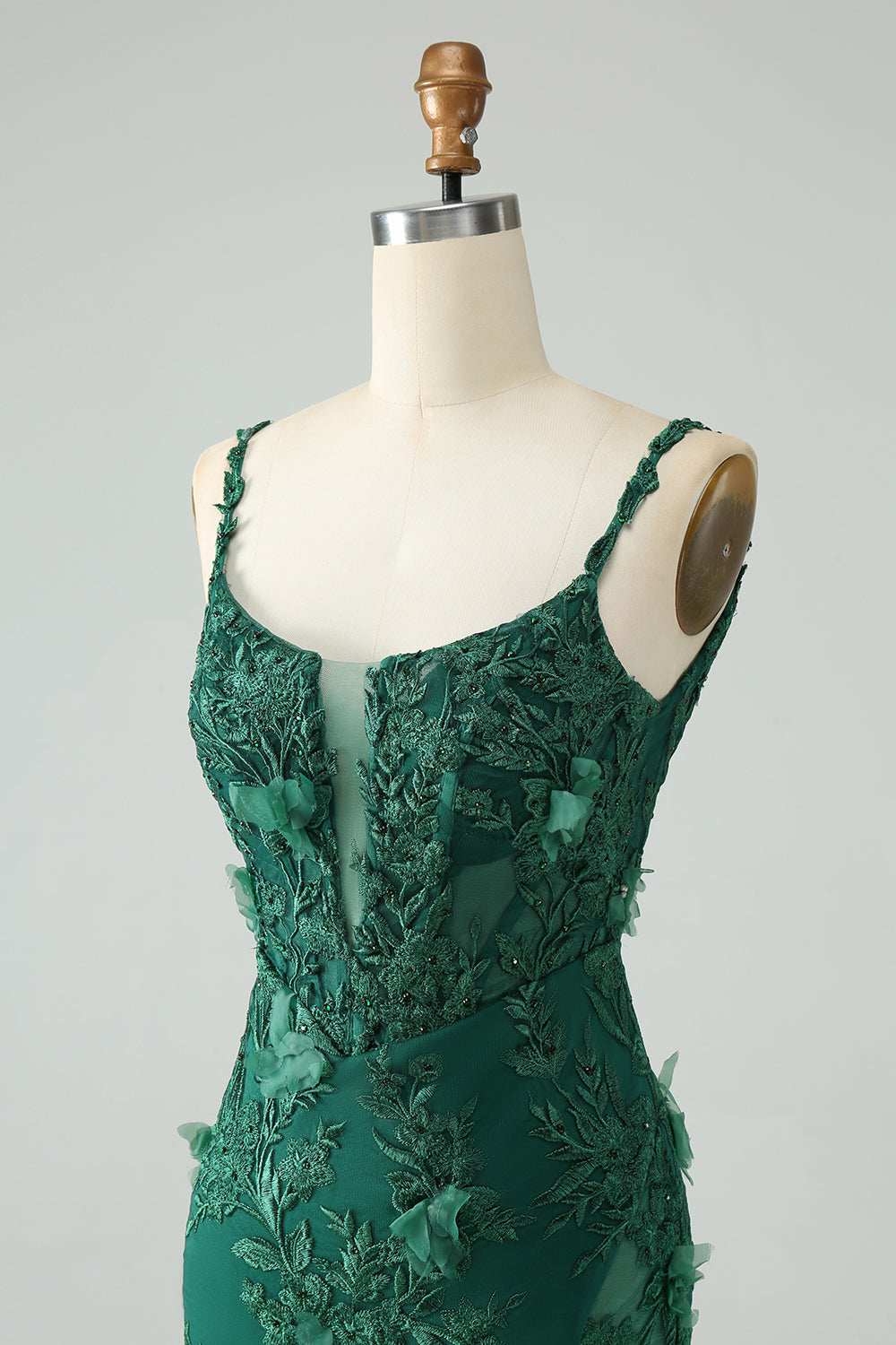 Pretty Green Bodycon Spaghetti Straps Appliques Short Homecoming Dress with Slit Sexy