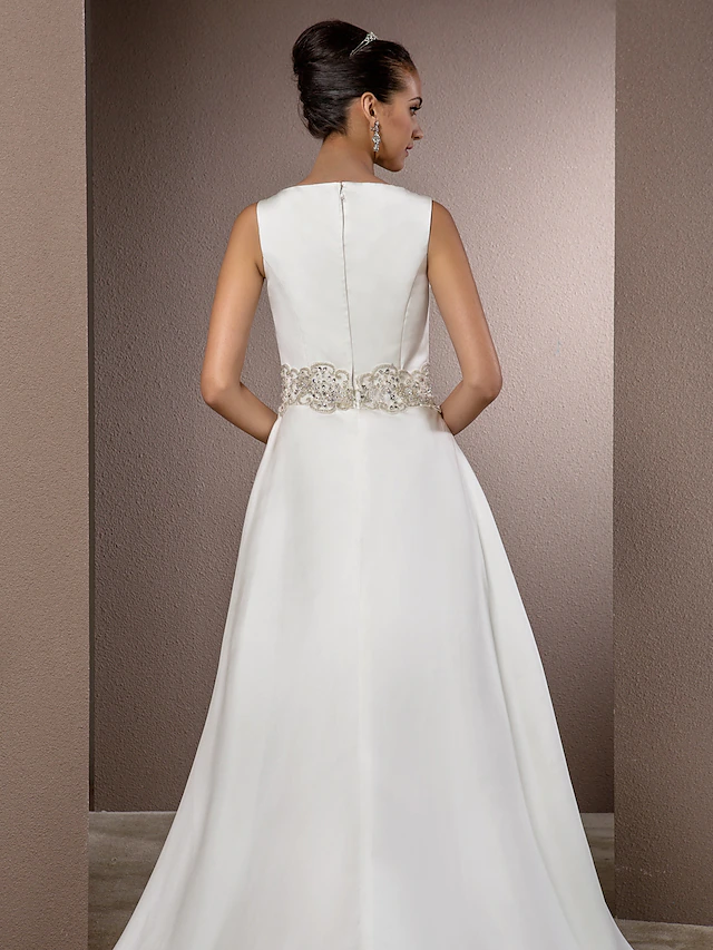 Wedding Dresses Bateau Neck Cathedral Train Satin Regular Straps Vintage Inspired