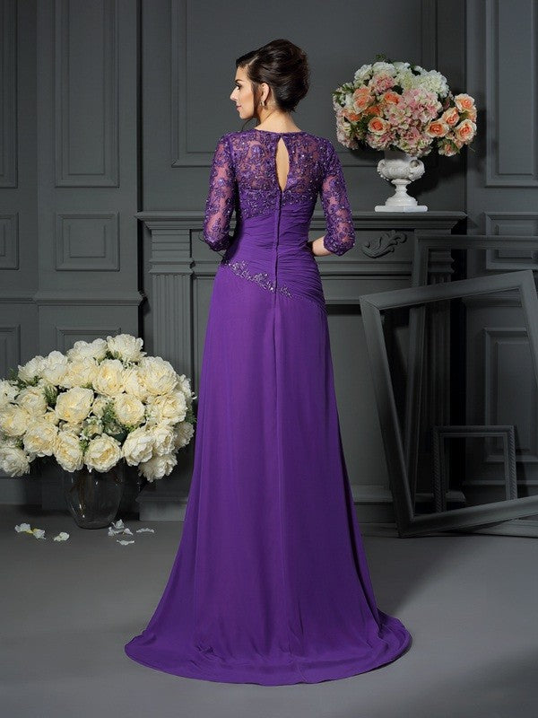 A-Line Princess Sweetheart Applique Sleeves Chiffon Mother of the Bride Dresses