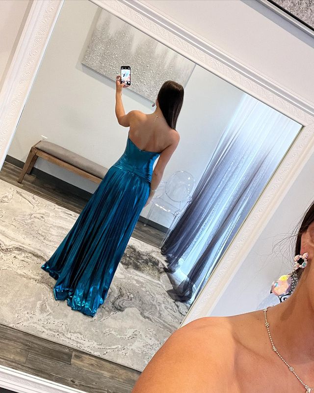 A-Line/Princess Sweetheart Sleeveless Floor-Length Satin keyhole Prom Dresses Sexy Evening Dresses