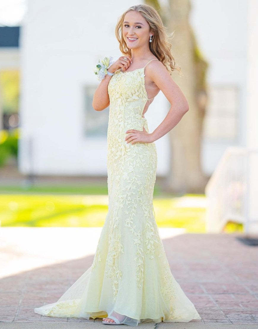 A-Line Mermaid Blue Long Prom Dress Backless Evening Dress