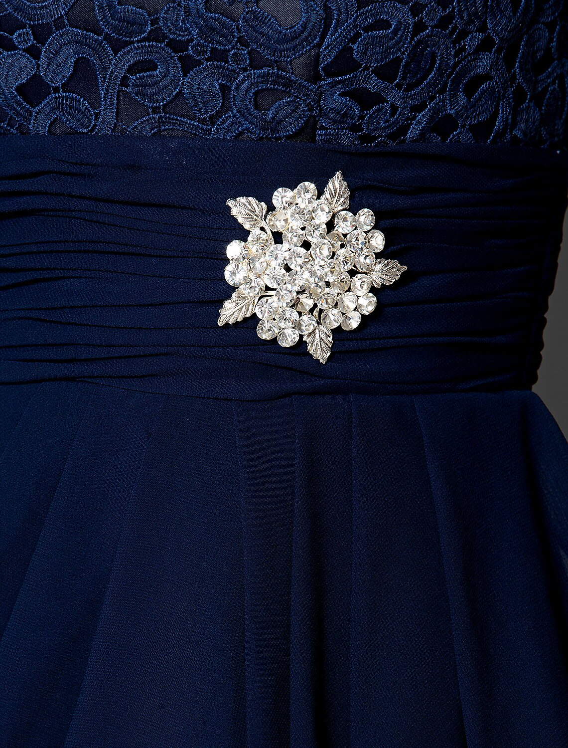 A-Line Mother of the Bride Dress Wrap Included V Neck Knee Length Chiffon Lace Bodice Sleeveless with Lace Ruched Crystal