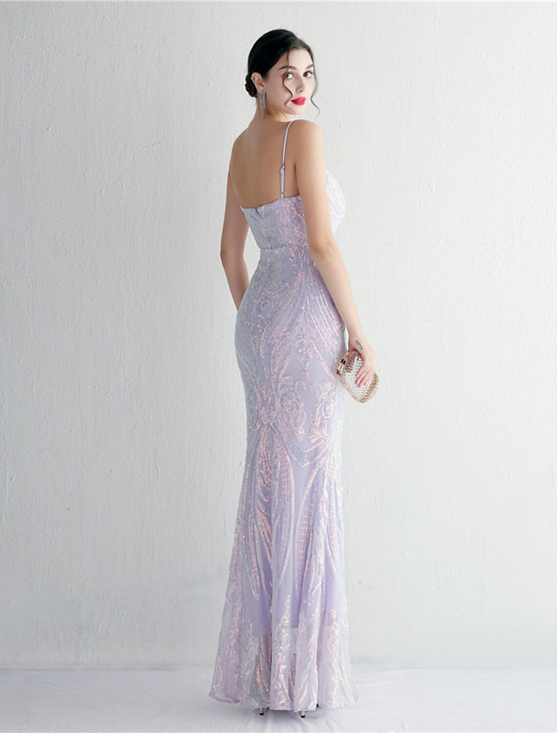 Mermaid / Trumpet Evening Gown Sparkle & Shine Dress Formal Floor Length Sleeveless Spaghetti Strap Sequined
