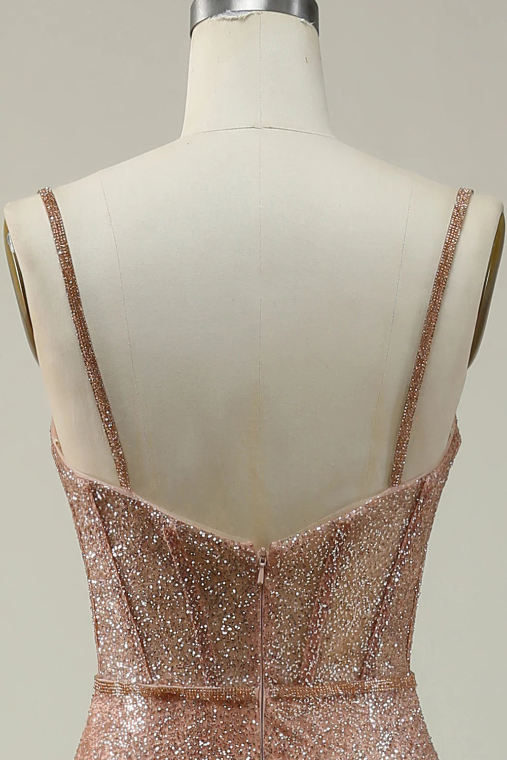 Mermaid Spaghetti Straps Corset Prom Dress Sparkly Long