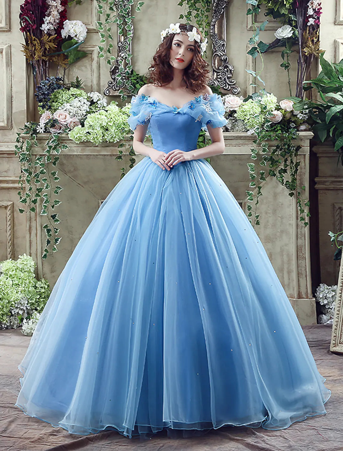 Ball Gown Evening Gown Sexy Dress Quinceanera Chapel Train Short Sleeve Off Shoulder Satin
