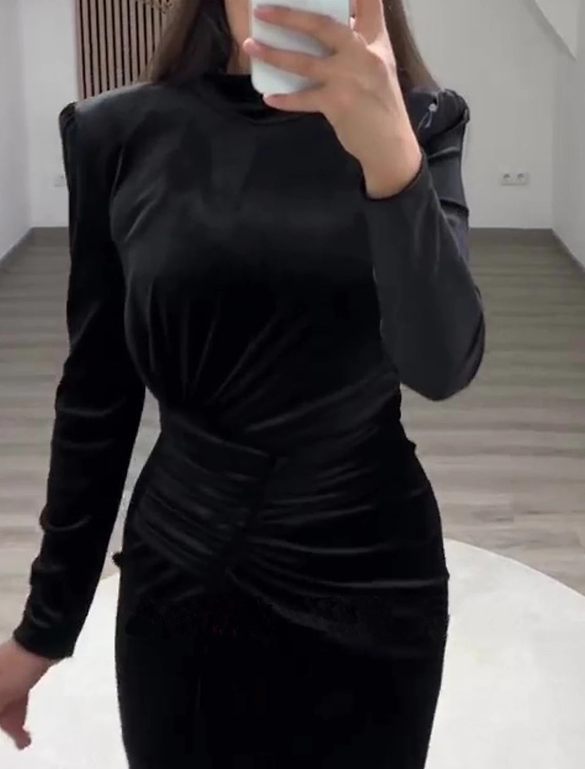 Sheath / Column Evening Gown Elegant Dress Formal Cocktail Party Floor Length Long Sleeve High Neck Velvet
