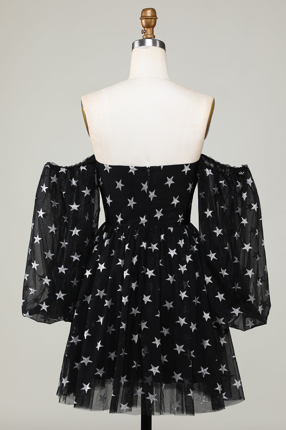 Off The Shoulder Black Stars A Line Homecoming Dress Short