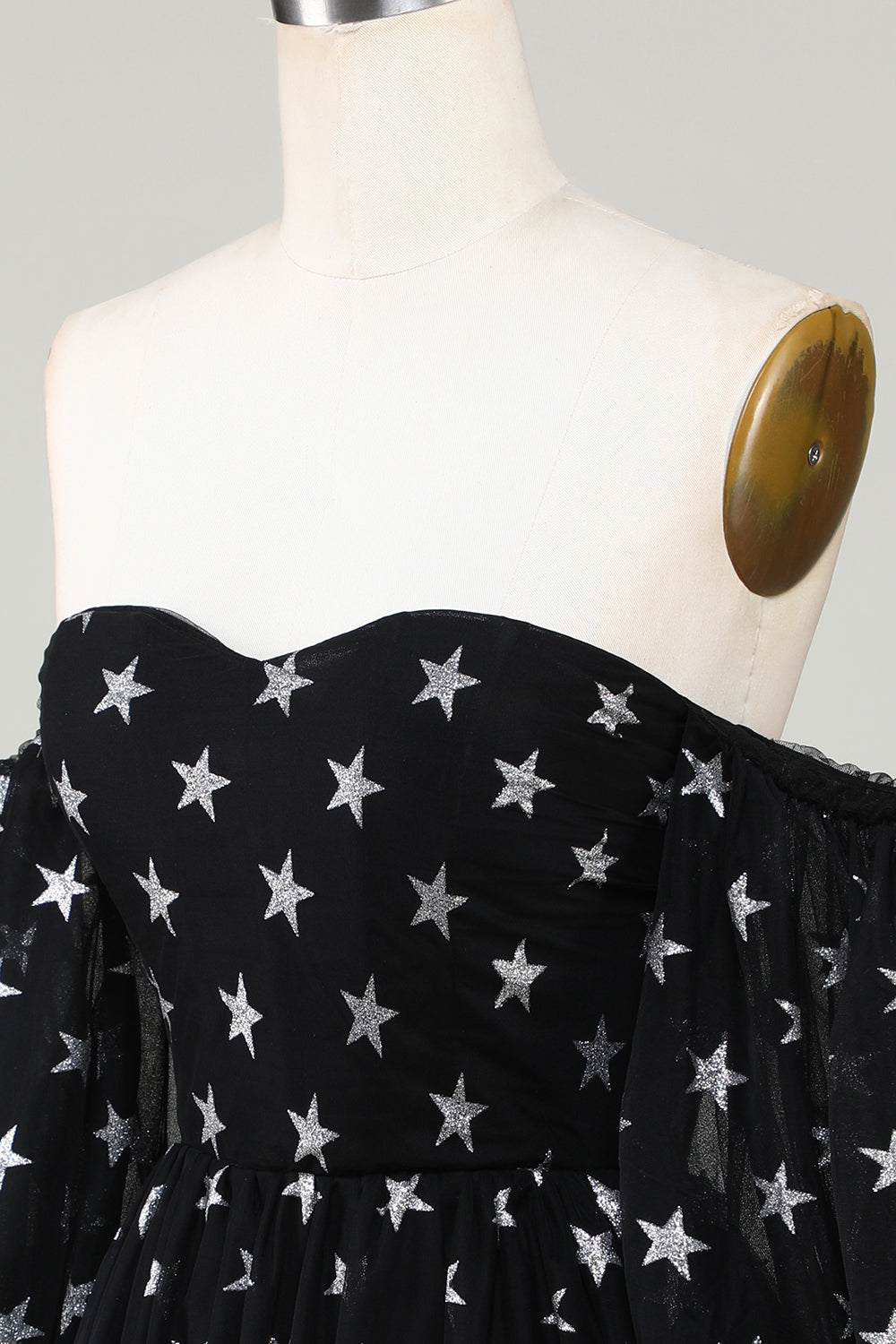 Off The Shoulder Black Stars A Line Homecoming Dress Short