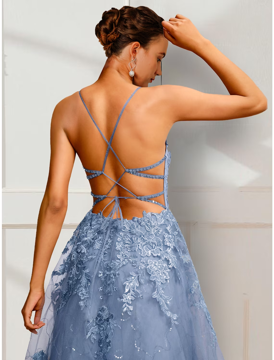 A-Line Prom Dresses Floral Dress Party Wear Floor Length Sleeveless Spaghetti Strap Satin