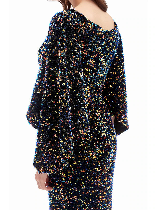 Mermaid / Trumpet Evening Gown Sparkle Dress Formal Evening Court Train Long Sleeve Sweetheart Sequined