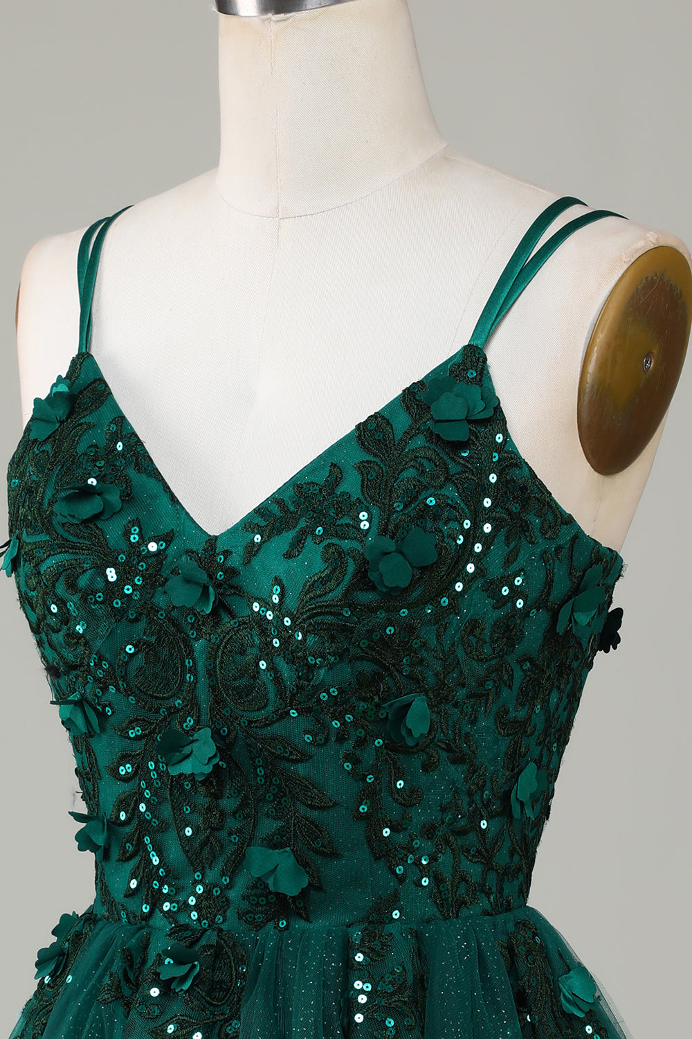 Dark Green Stylish A Line Spaghetti Straps Short Homecoming Dress with Beading Sexy