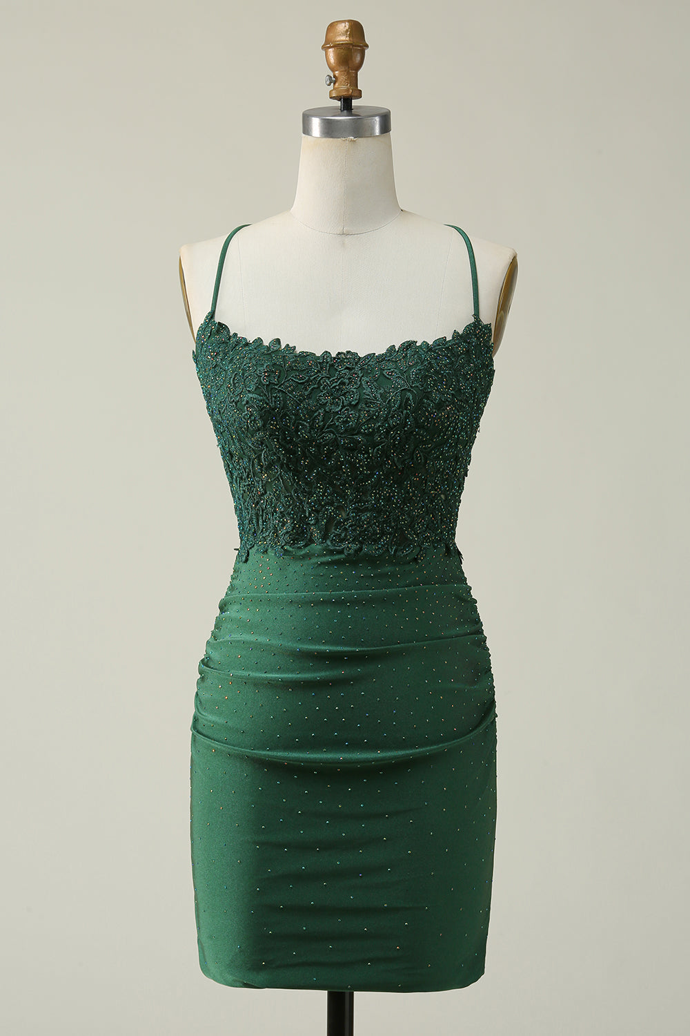 Sheath Spaghetti Straps Short Homecoming Dress with Appliques Sexy