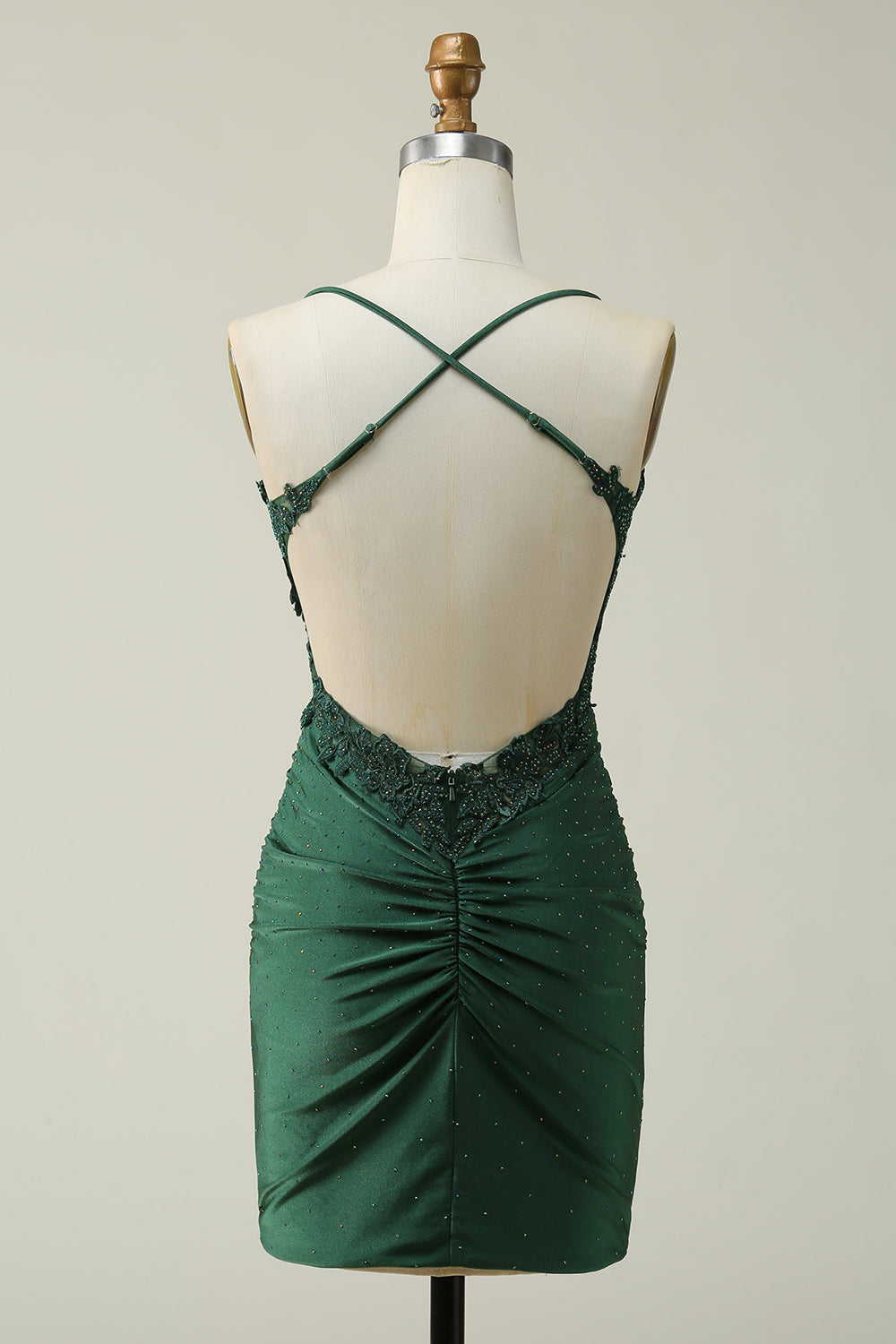 Sheath Spaghetti Straps Short Homecoming Dress with Appliques Sexy