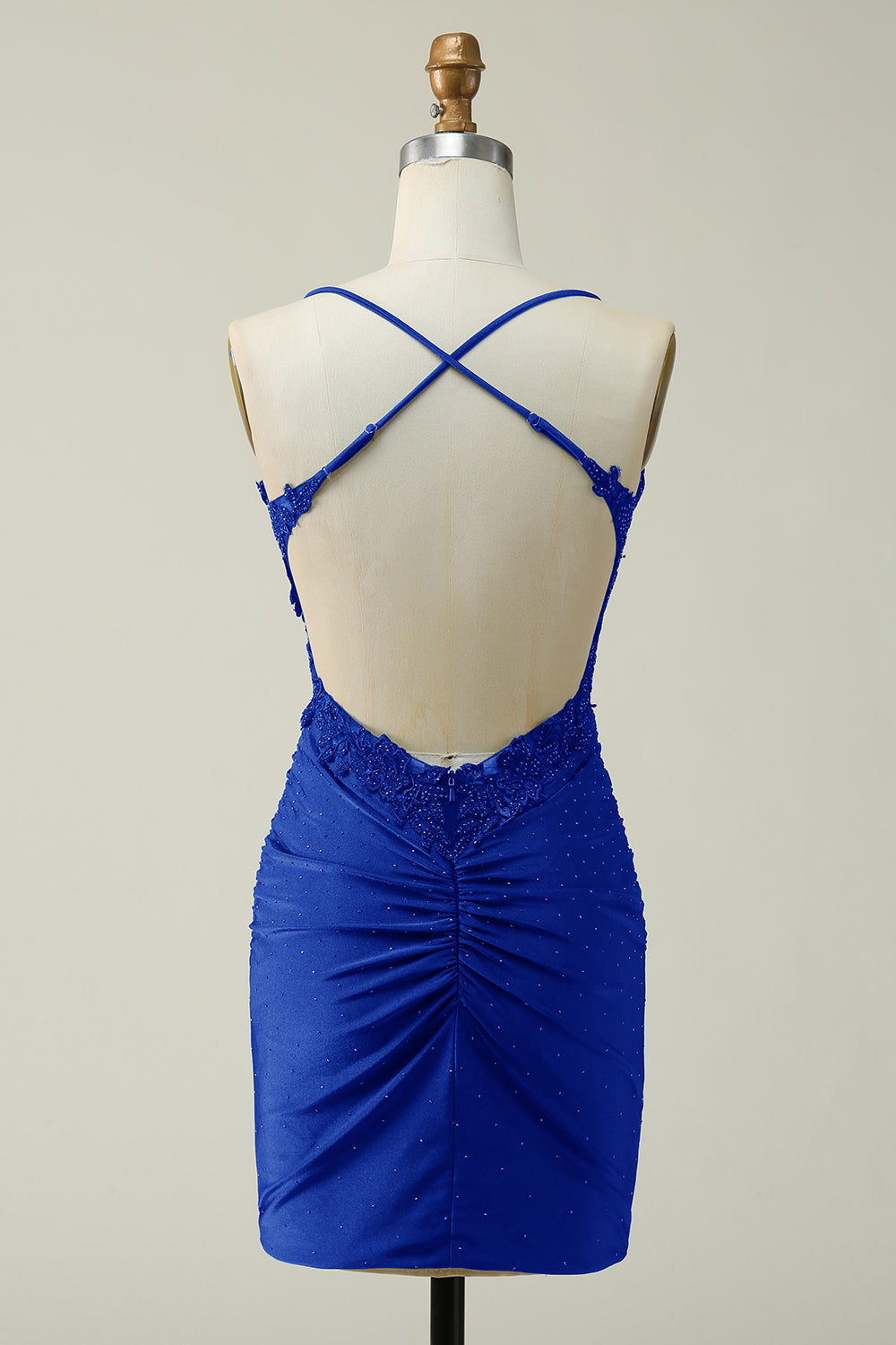 Sheath Spaghetti Straps Short Homecoming Dress with Appliques Sexy