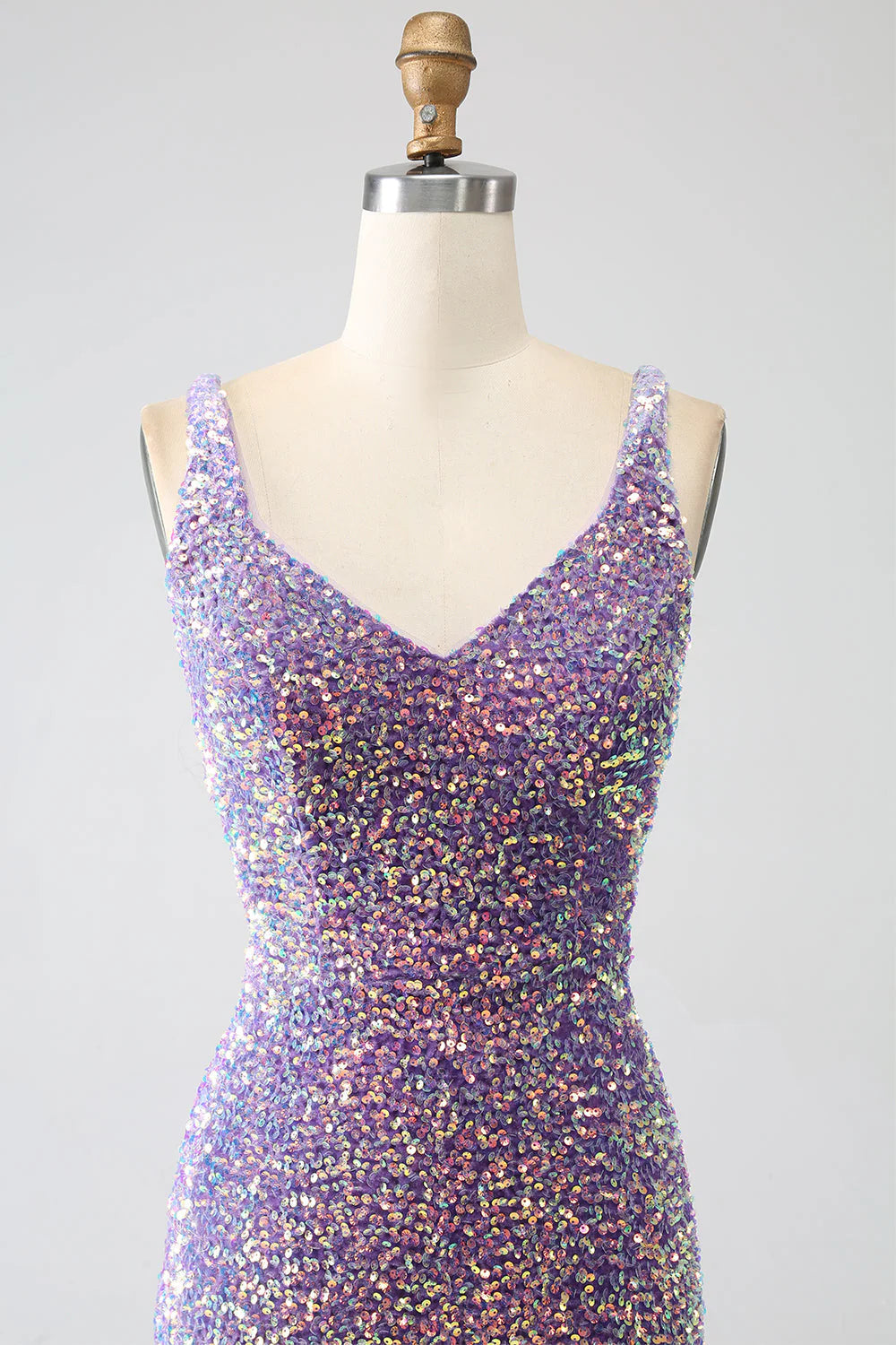 Mermaid Sequins Prom Dress with Slit V-neck Sparkly Long