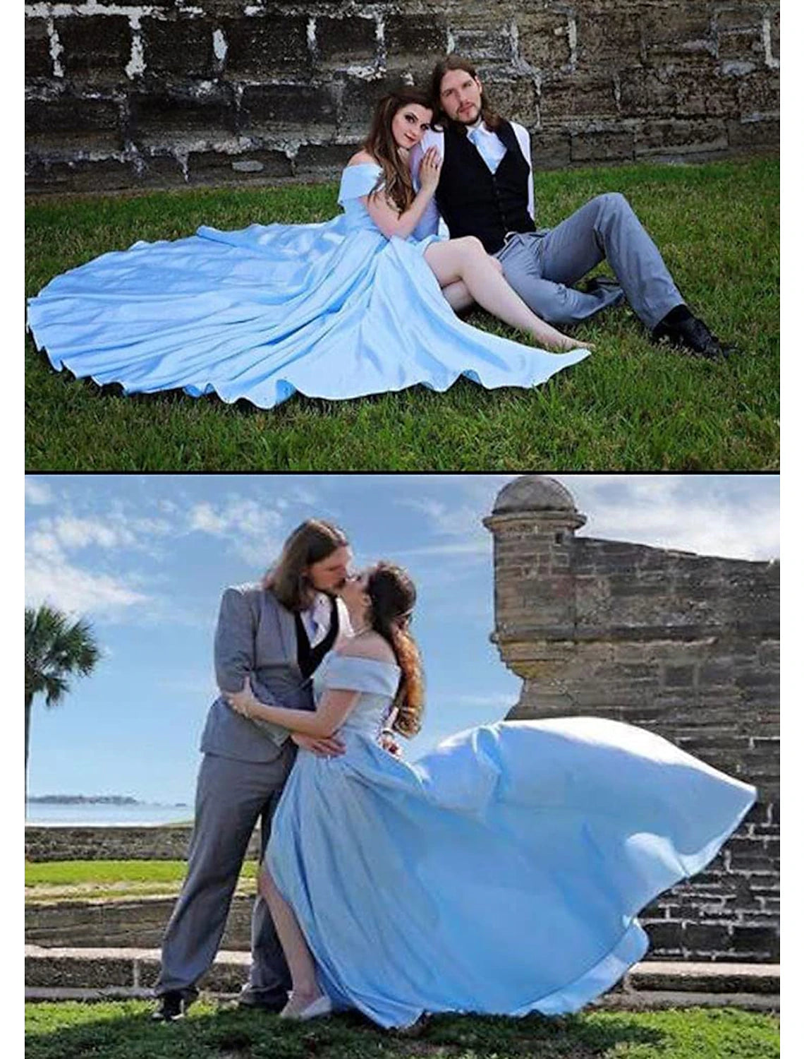 Women's Off The Shoulder Satin Prom Dresses Long with Pockets A line Slit Formal Evening Party