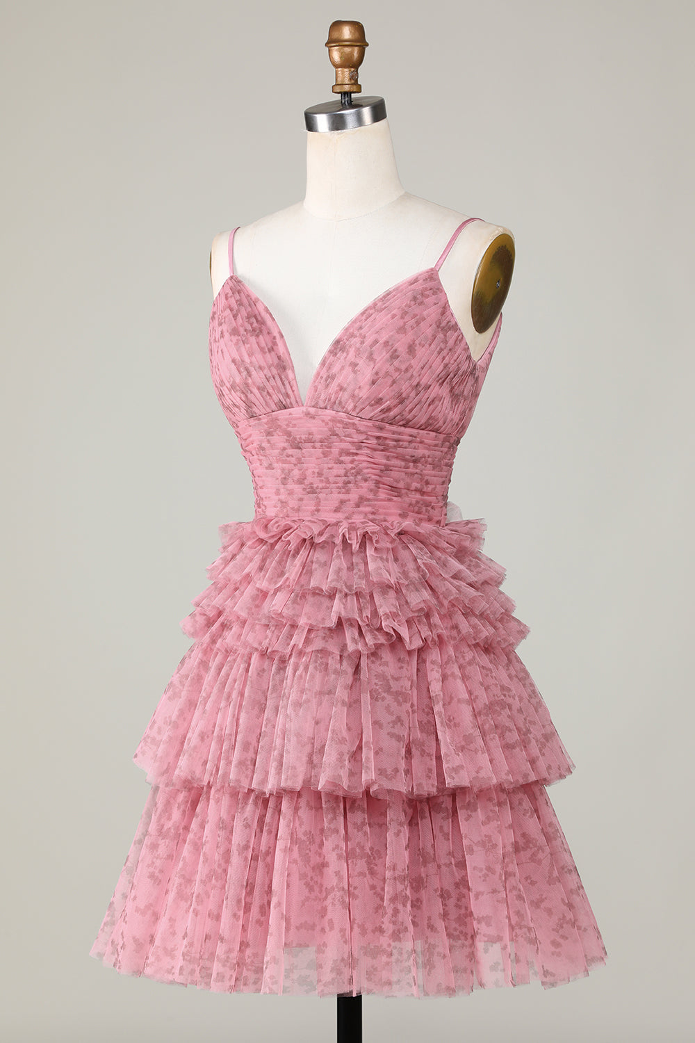 Blush Cute A Line Spaghetti Straps Short Homecoming Dress with Ruffles Sexy