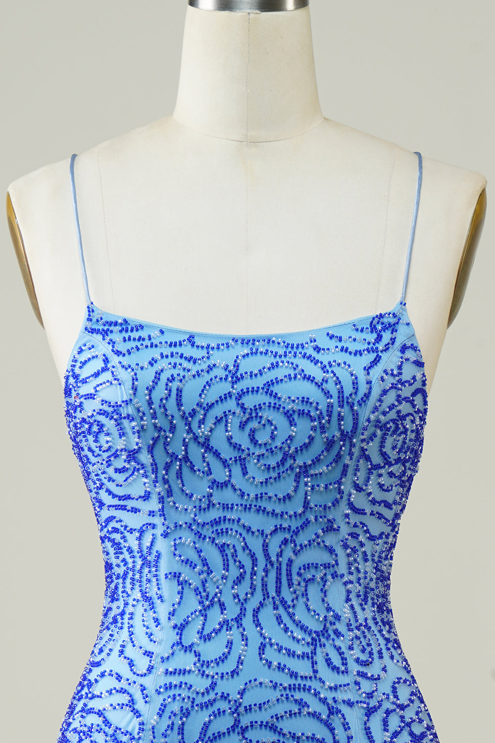 Glitter Tight Blue Short Homecoming Dress Wiyh Beaded Sexy