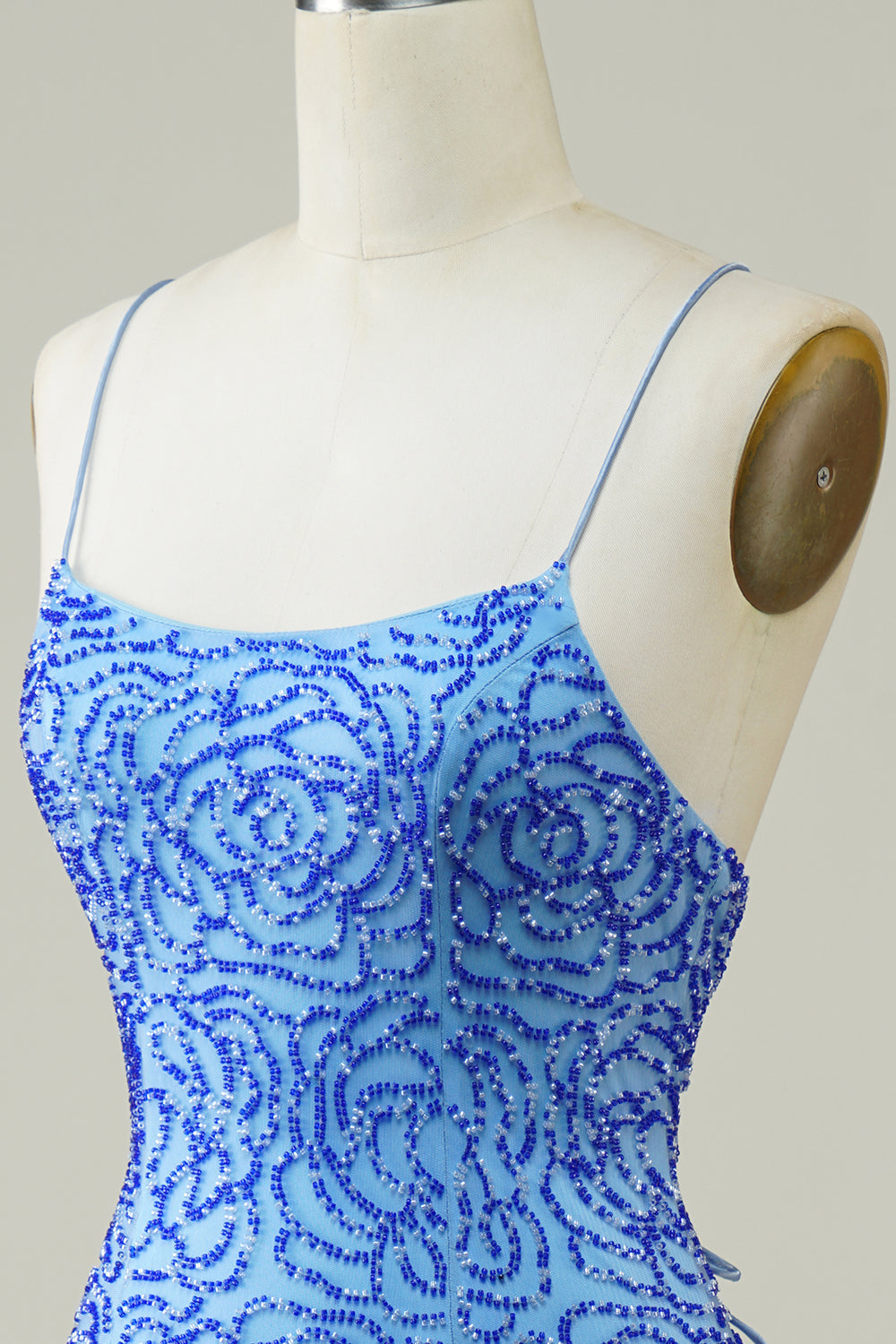 Glitter Tight Blue Short Homecoming Dress Wiyh Beaded Sexy