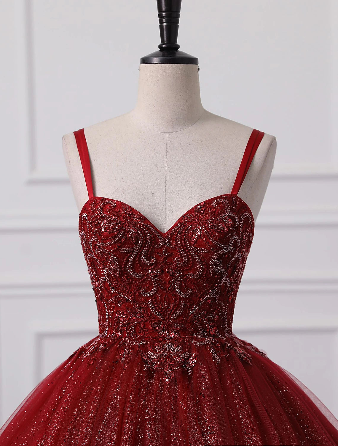 Ball Gown Prom Dresses Princess Dress Graduation Quinceanera Floor Length Sleeveless Spaghetti Strap Lace with Beading