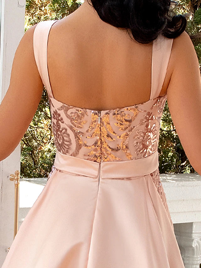 Mermaid / Trumpet Evening Gown Luxurious Dress Wedding Party Floor Length Sleeveless V Neck Detachable Satin