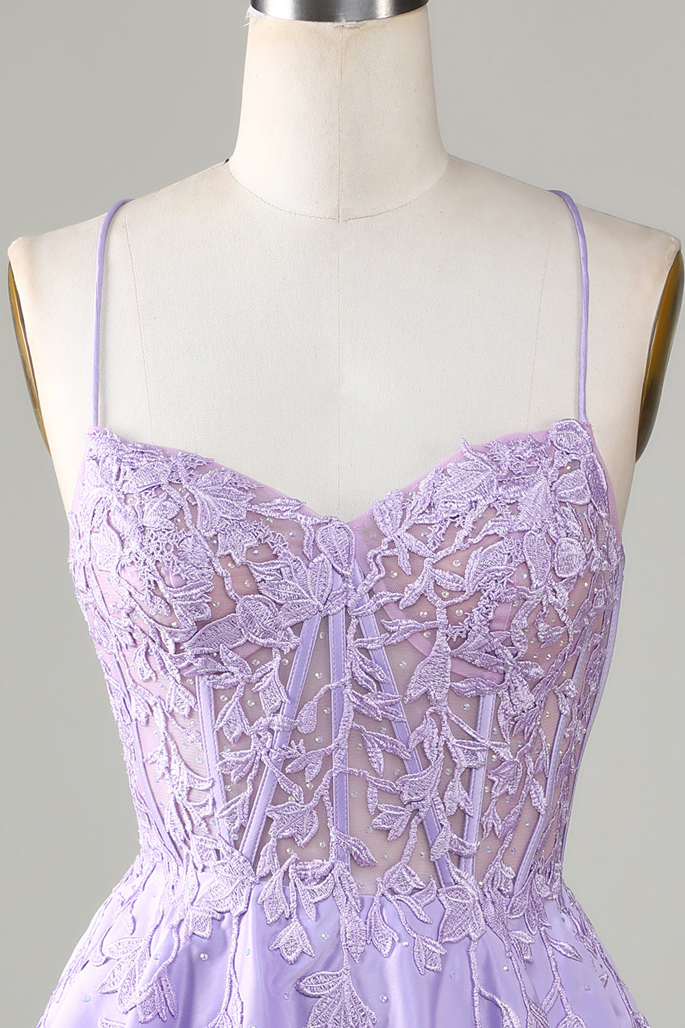 Purple Corset A-Line Satin Short Homecoming Dress with Lace Beautiful