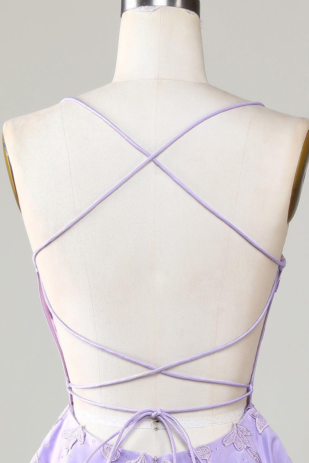 Purple Corset A-Line Satin Short Homecoming Dress with Lace Beautiful