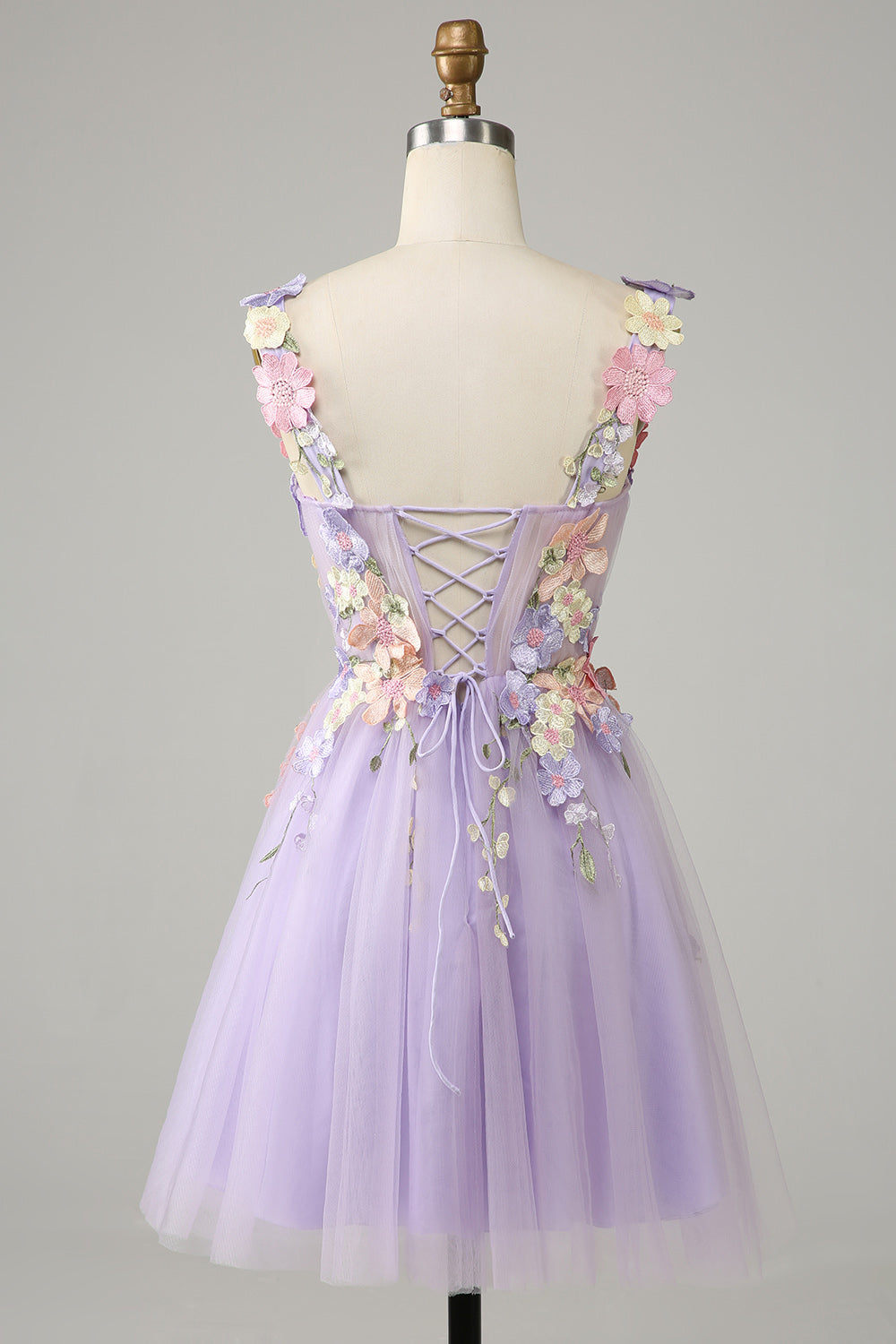 Cute A Line Lavender Short Homecoming Dress With 3D Flowers Beautiful