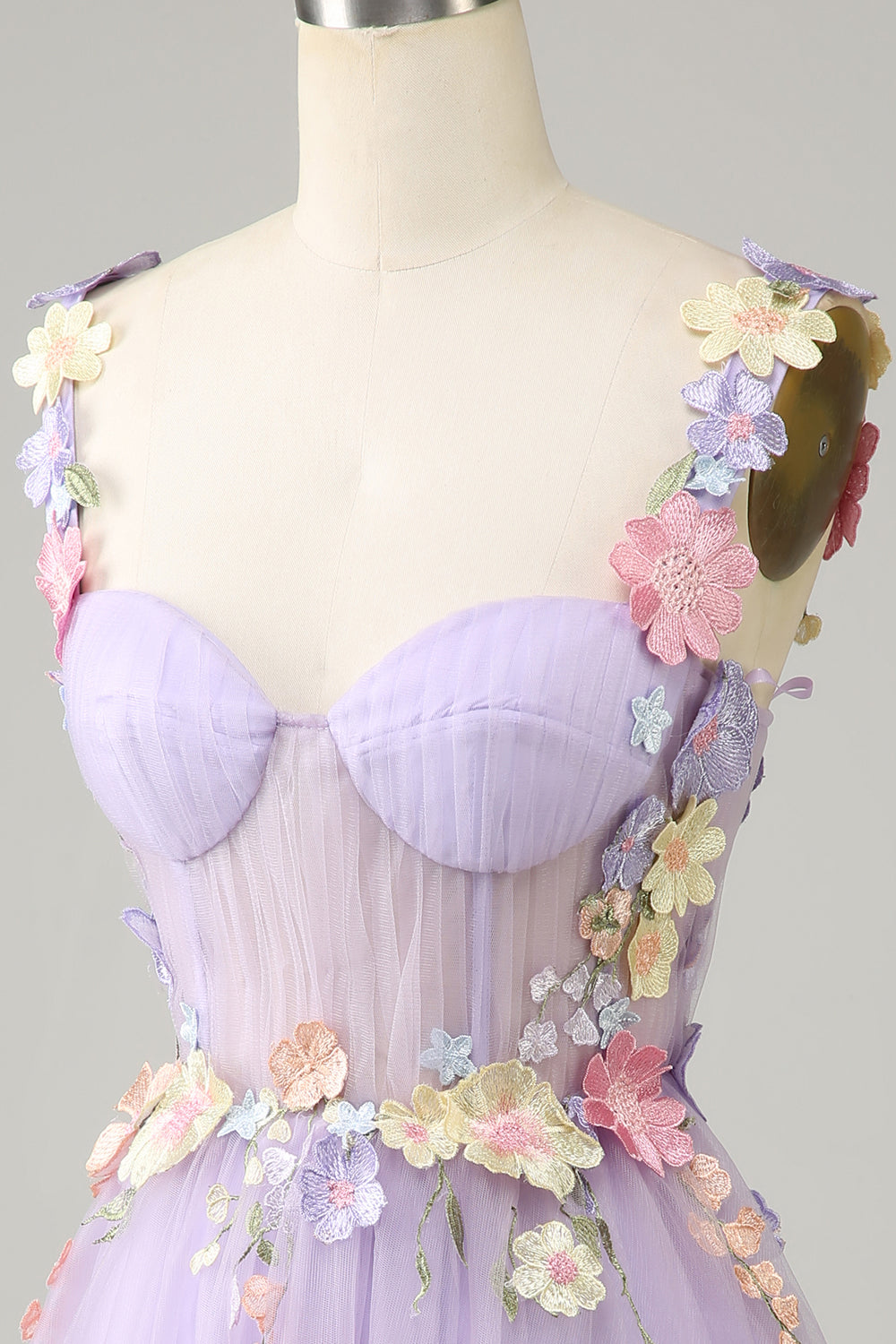 Cute A Line Lavender Short Homecoming Dress With 3D Flowers Beautiful