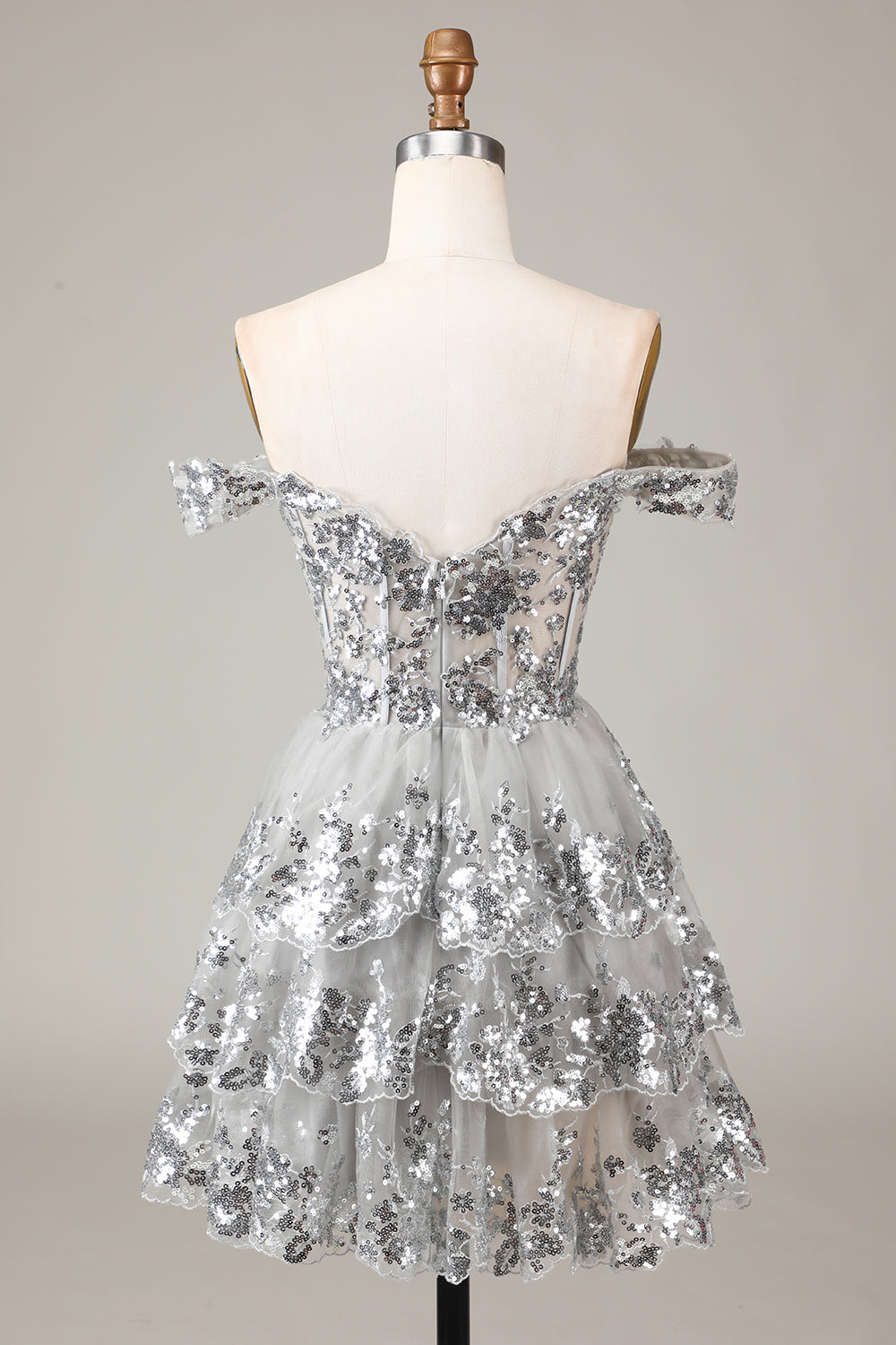Sparkly Black Pink A-Line Corset Tiered Short Homecoming Dress Sexy