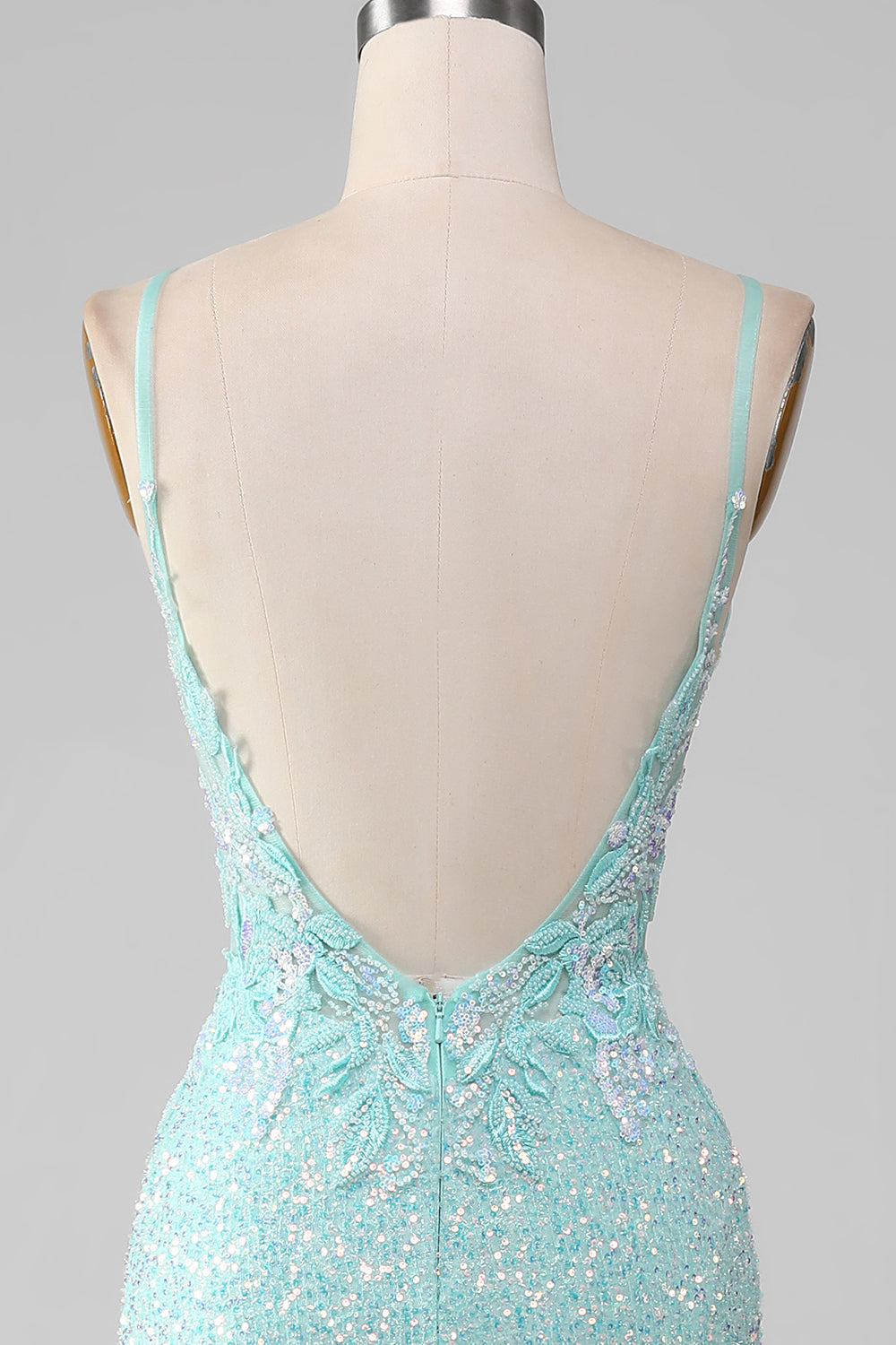 Sequins Sparkly Light Green Mermaid Long Prom Dress with Slit Floor Length