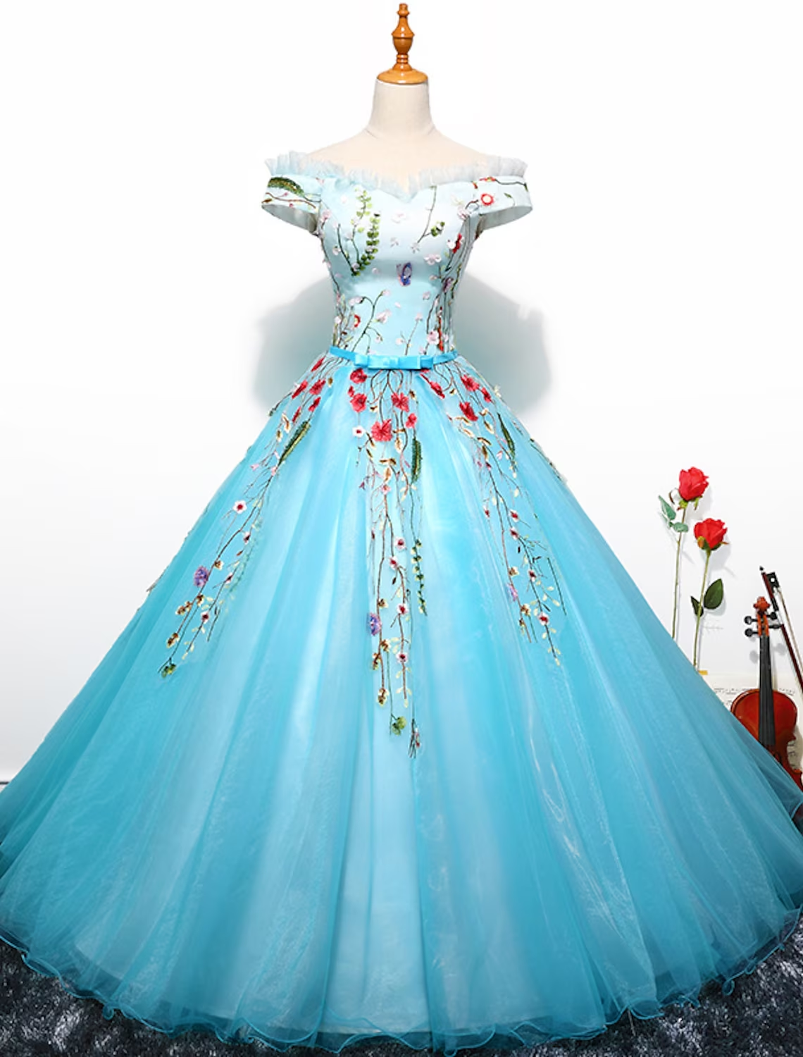 Ball Gown Prom Dresses Luxurious Dress Quinceanera Floor Length Short Sleeve Off Shoulder Tulle