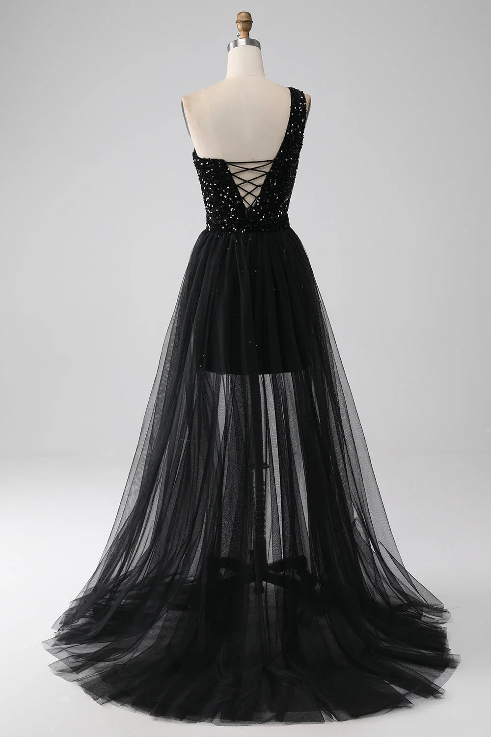 A-Line One Shoulder Sequins Prom Dress Sparkly Sexy Long