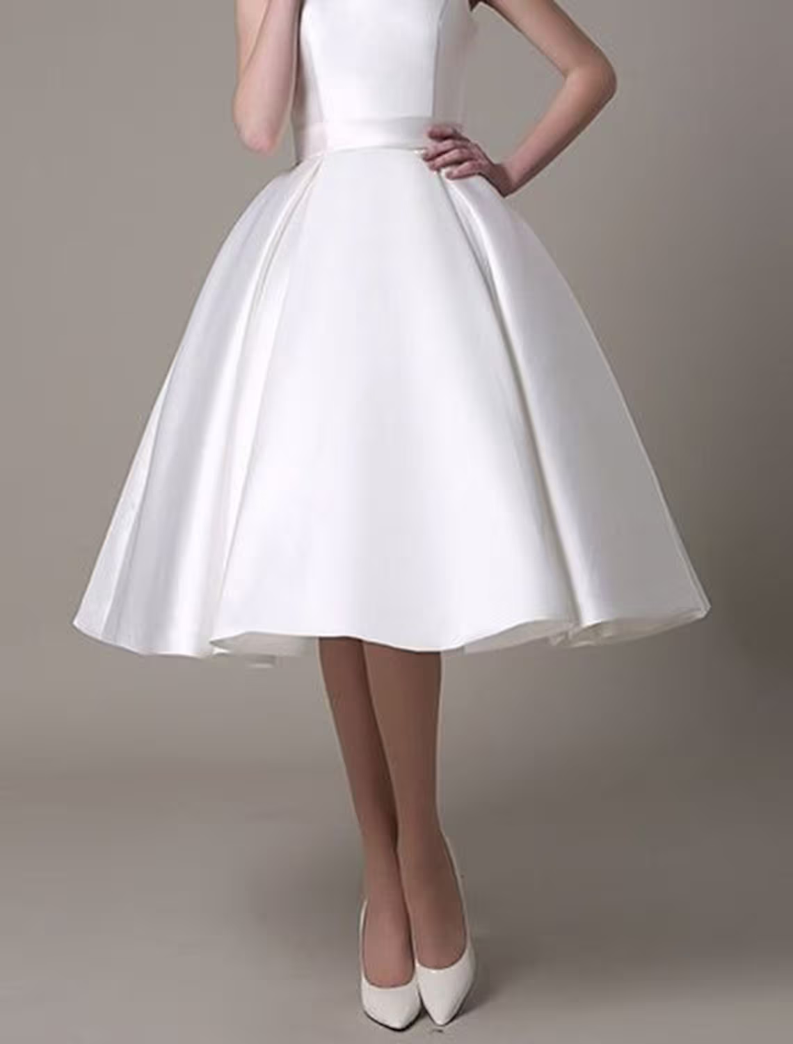 A-Line Cocktail Dresses Party Dress Wedding Guest Knee Length Sleeveless Square Neck Satin