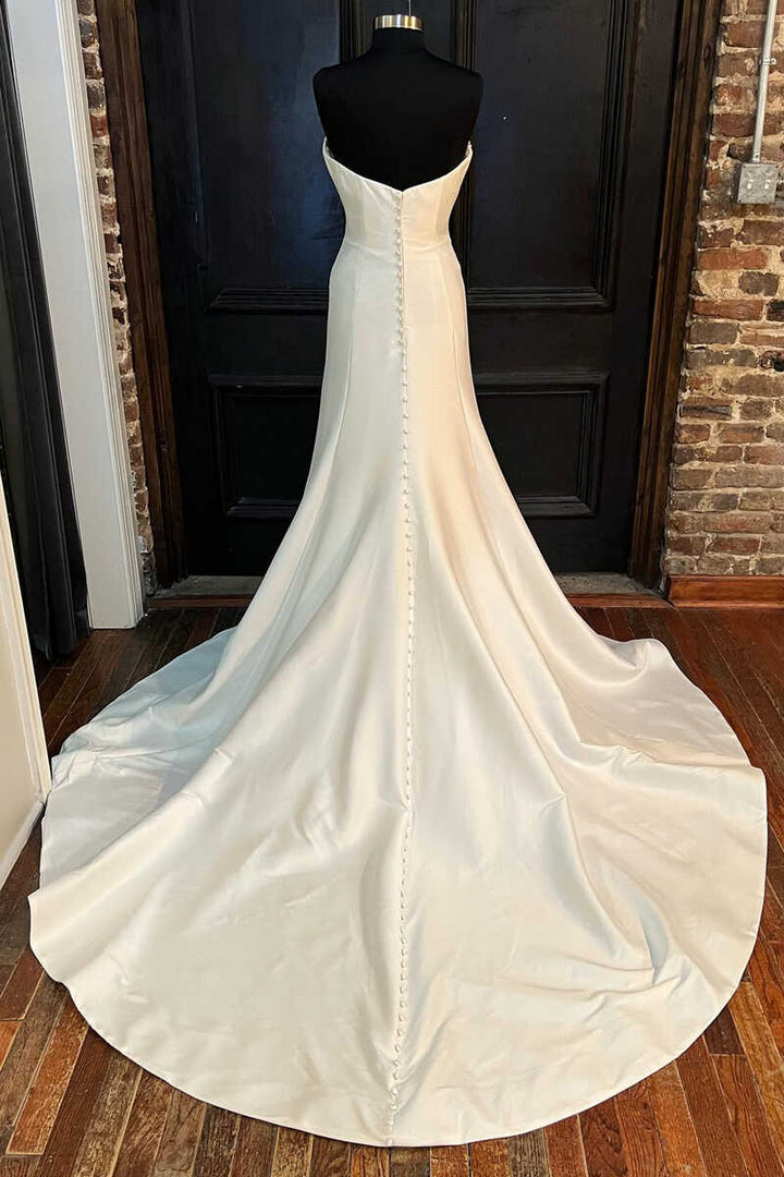 Simple Sweetheart A-Line Long Wedding Dress Off Shoulder