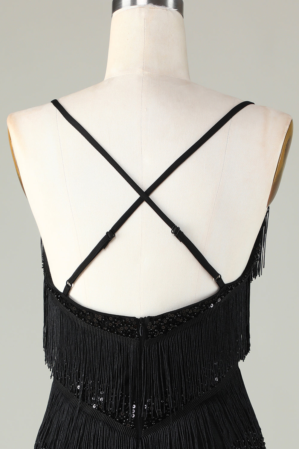 Sparkly Black Sequins Beaded Tight Short Homecoming Dress with Fringes Sexy