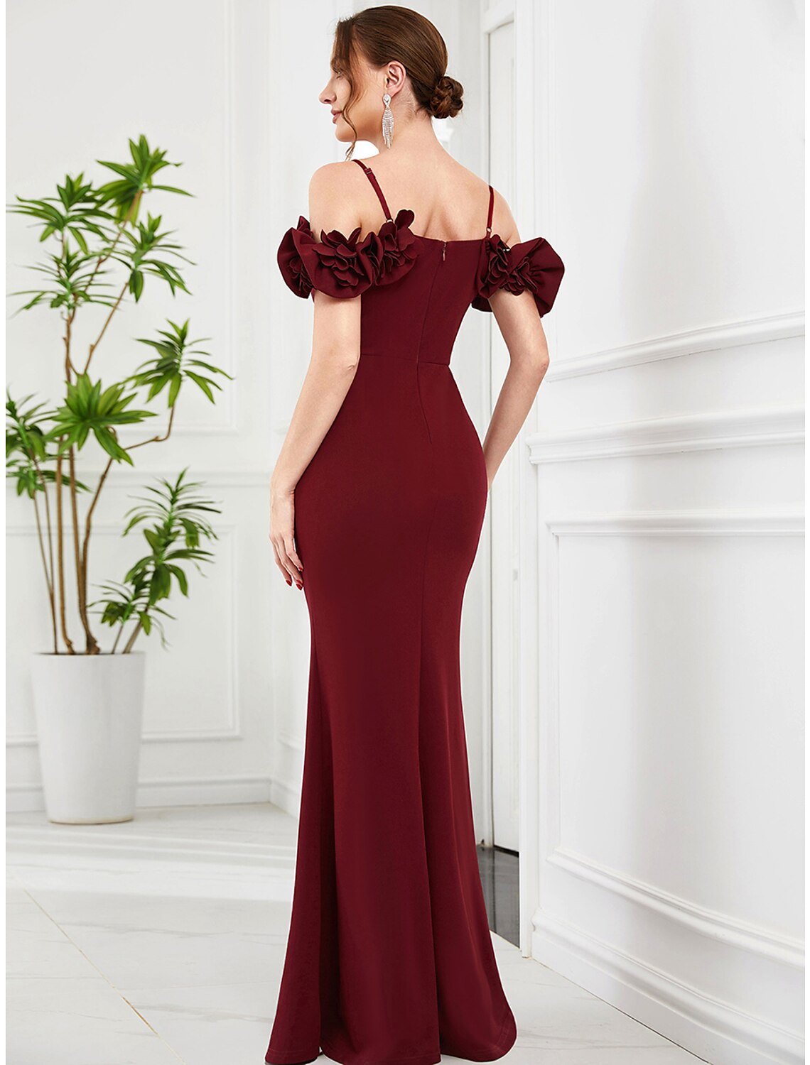 Mermaid / Trumpet Evening Gown Vintage Dress Engagement Floor Length Sleeveless Off Shoulder Polyester