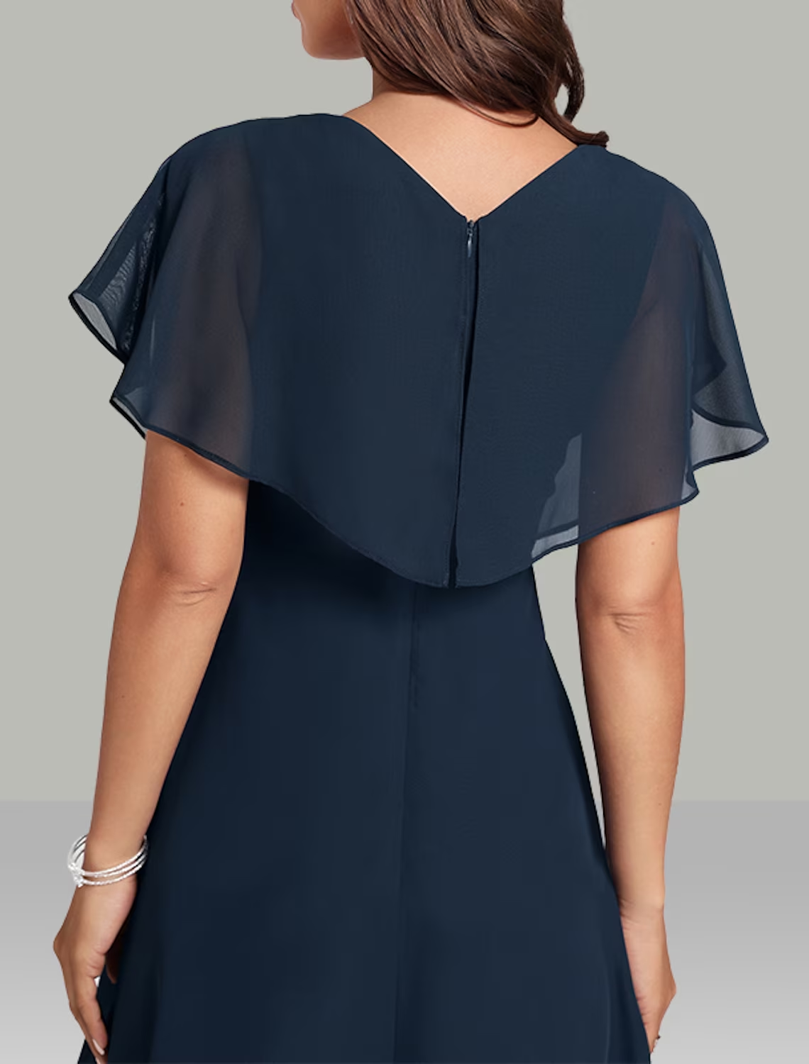 A-Line Wedding Guest Dresses Elegant Dress Semi Formal Tea Length Short Sleeve V Neck Belt / Sash Chiffon