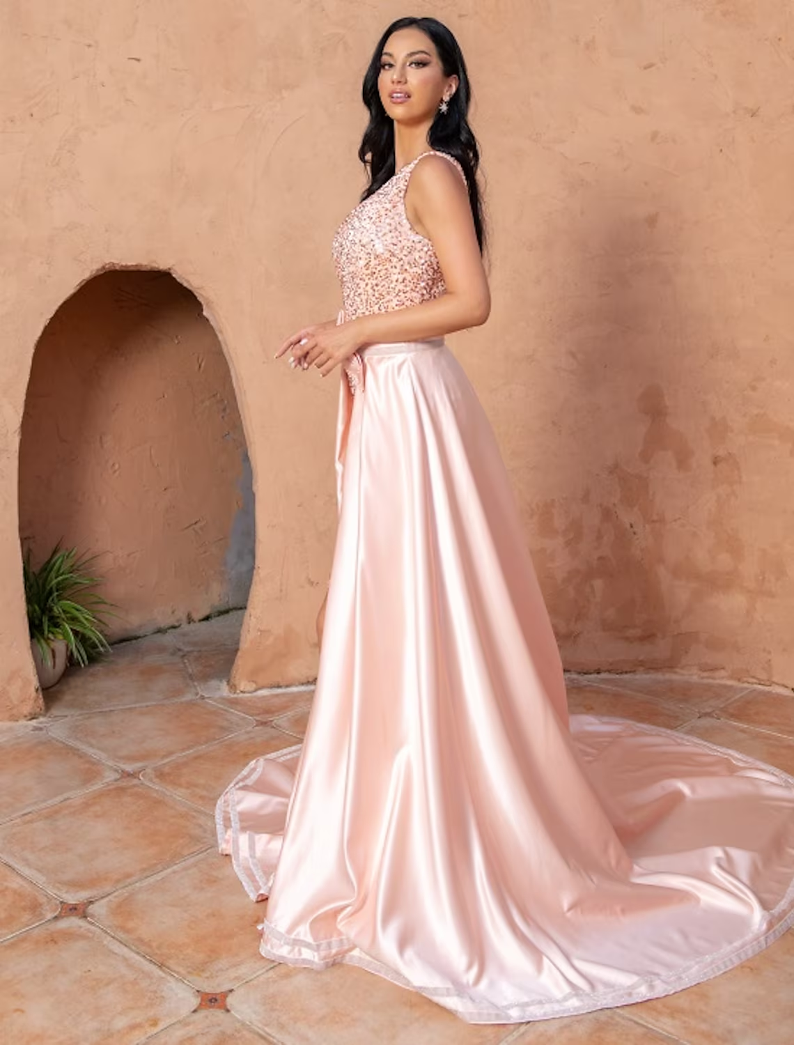 A-Line Mermaid / Trumpet Cocktail Dresses Sexy Dress Wedding Party Court Train Sleeveless One Shoulder Sequined with Sequin